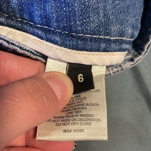 Y2K Western Ruffle Mini Skirt 6 Jean Floral Jewel Stud Express Denim 00s Baby - Picture 13 of 16